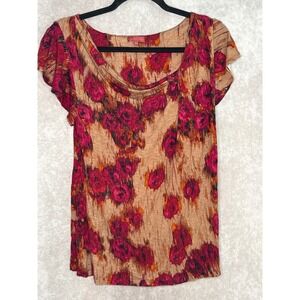 One September Anthropologie Rises in the Rain Floral Print Ruffle Sleeve Women S